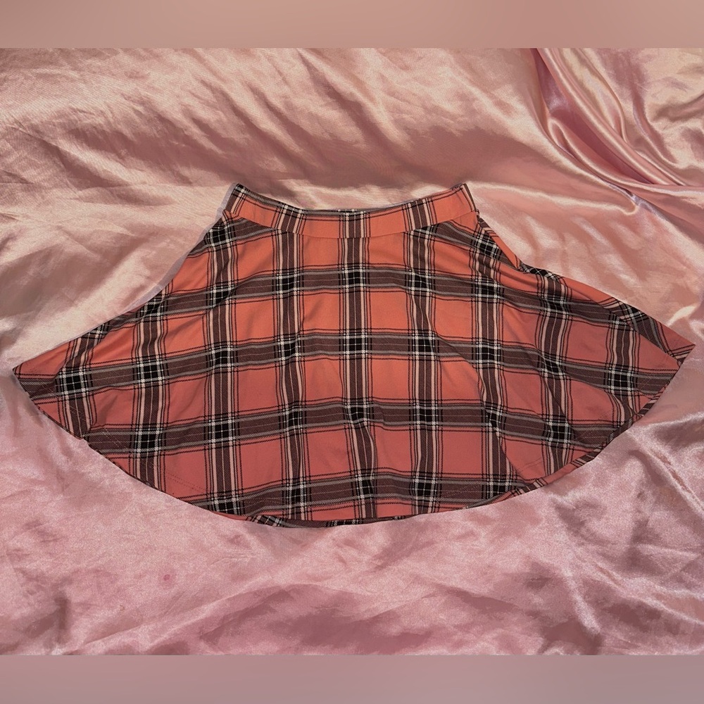 Pink plaid skirt